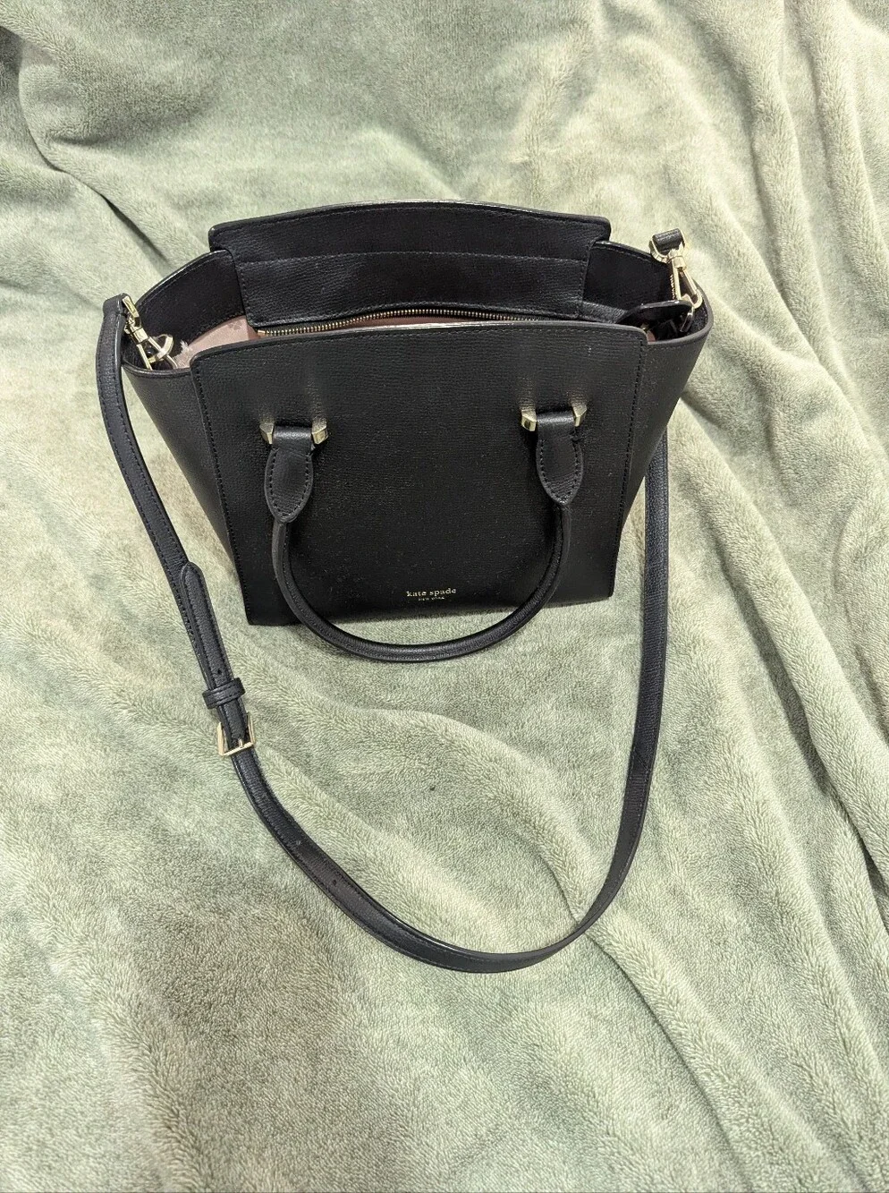 kate spade Black Leather Shoulder Bag with Gold-Tone Hardware